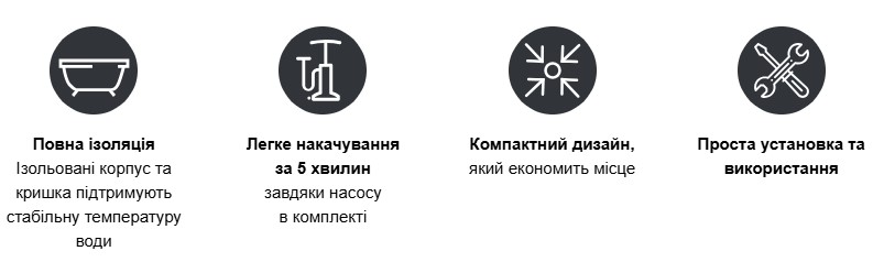 характеристики крижаної ванни Aquajoy