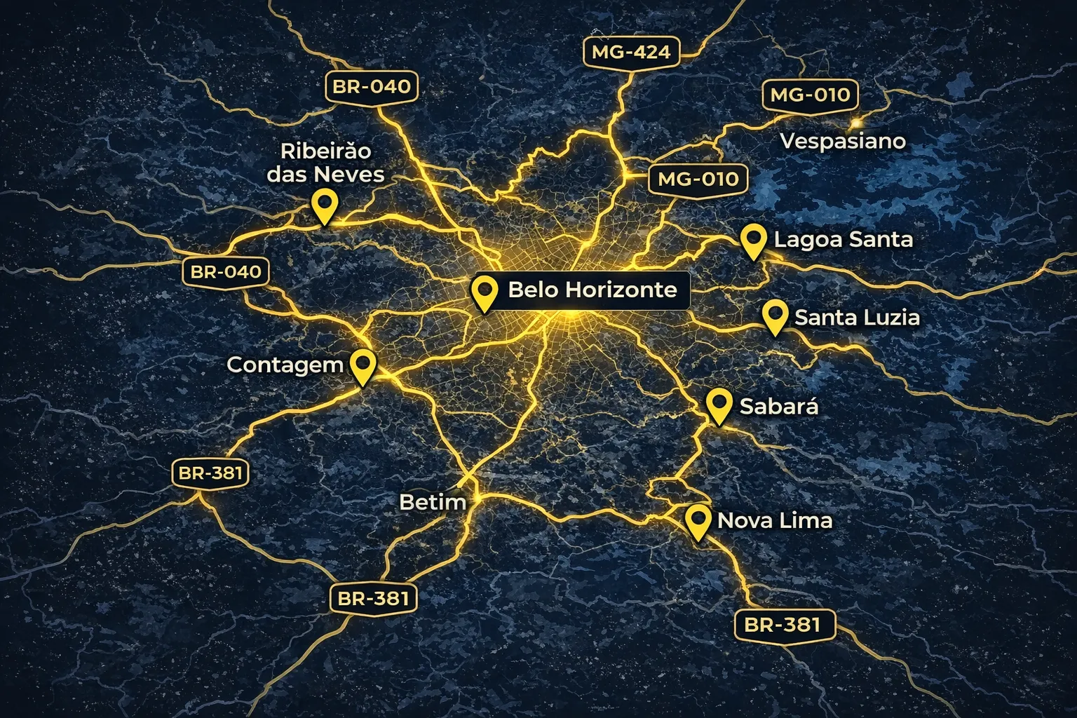 Mapa de Belo Horizonte e Região Metropolitana