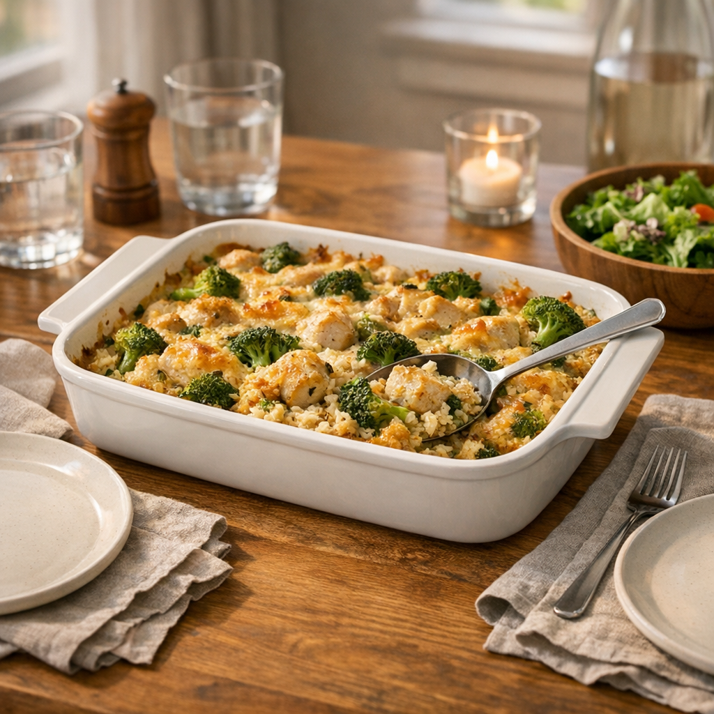 Easy Chicken and Broccoli Bake (Creamy Weeknight Dinner) finished dish