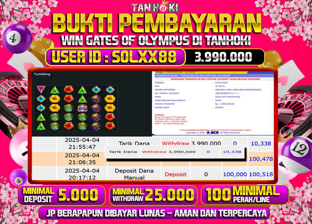TANHOKI JACKPOT SLOT GATES OF OLYMPUS Rp3.990.000,- LUNAS
