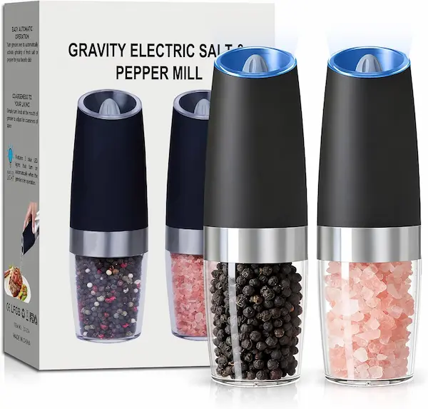 Elegant Automatic Gravity Salt & Pepper Grinder Set with LED Glow