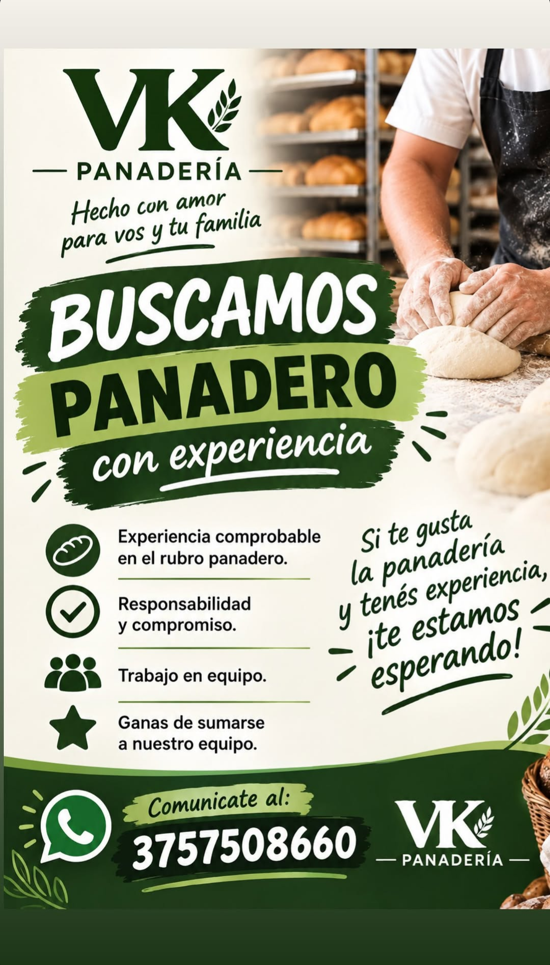 Se Busca Panadero en Puerto Iguazú