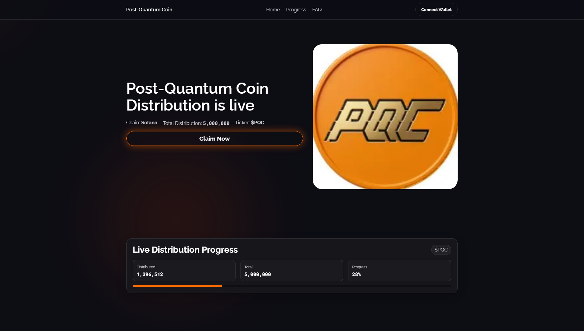 Forensic screenshot of postquantumcoin.lol showing the phishing page layout