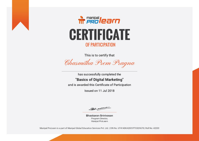 Manipal Pro Learn Digital Marketing Basics