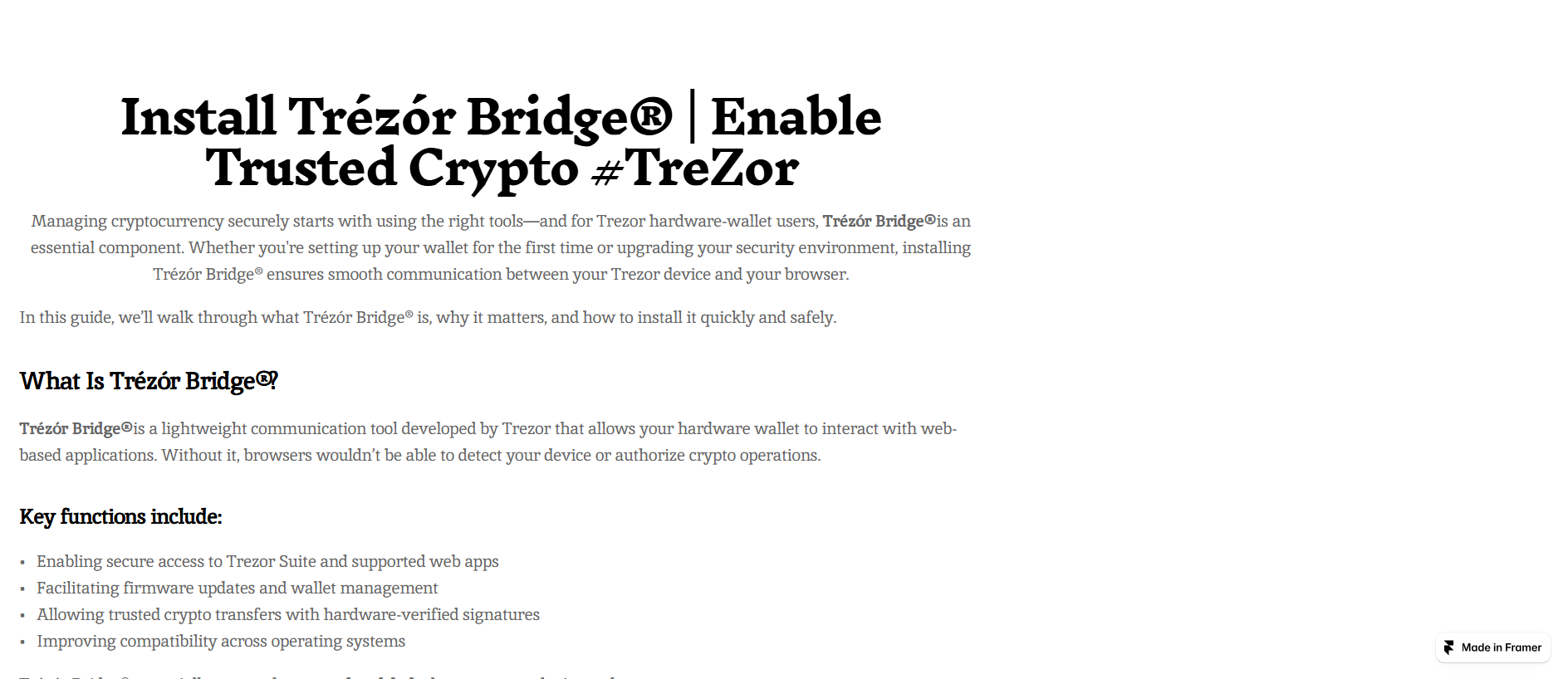 Forensic screenshot of bredge-trzrai.framer.ai showing the phishing page layout