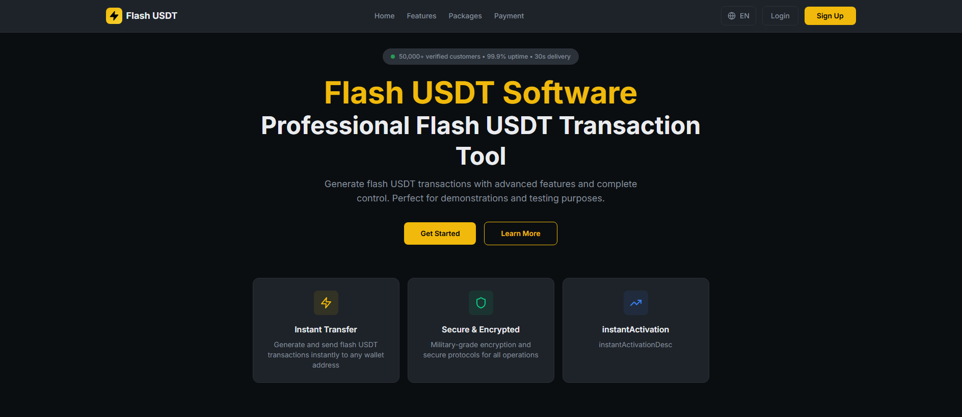 Forensic screenshot of flasho-usdt.com showing the phishing page layout