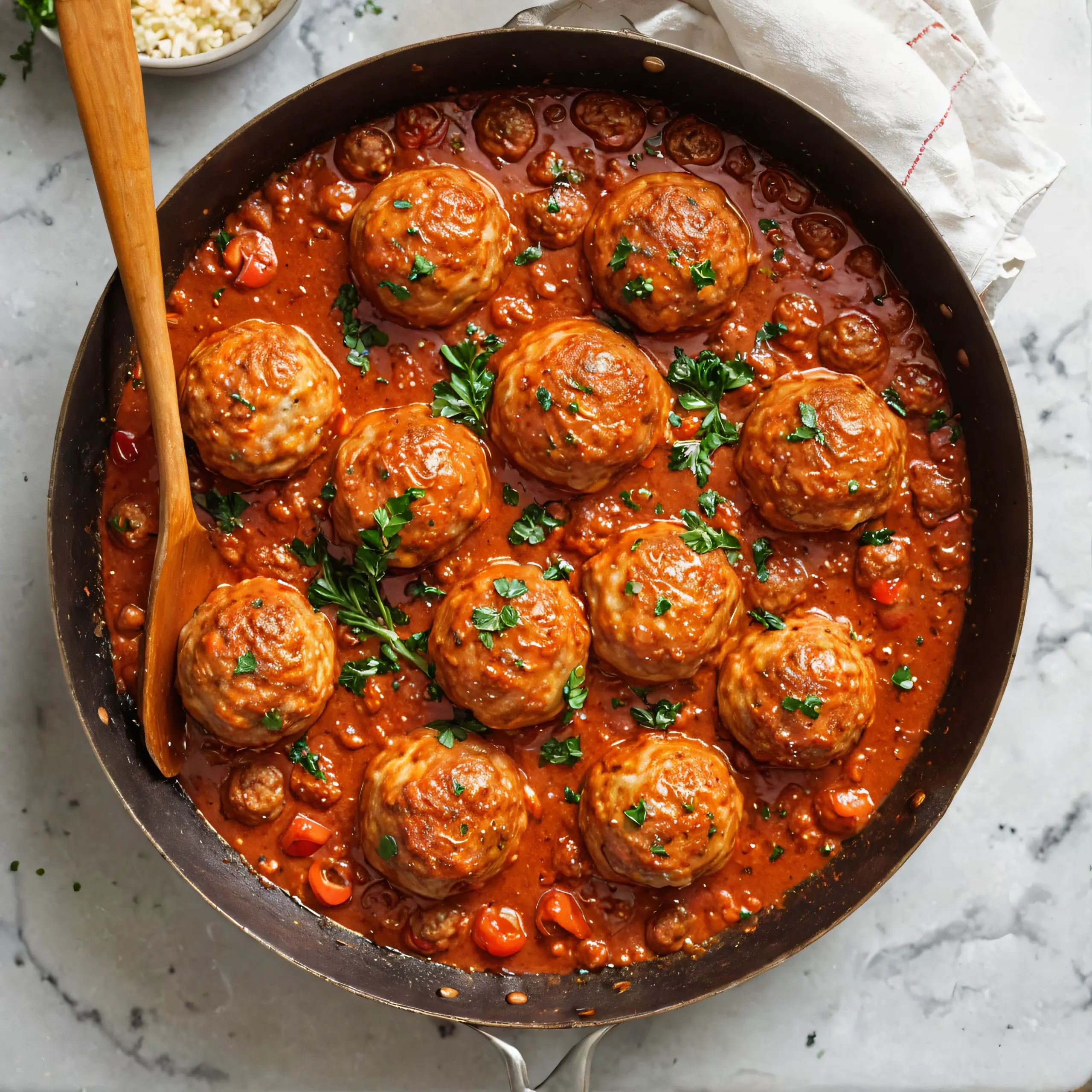 Baked Chicken Meatballs with Tomato Sauce Recipe