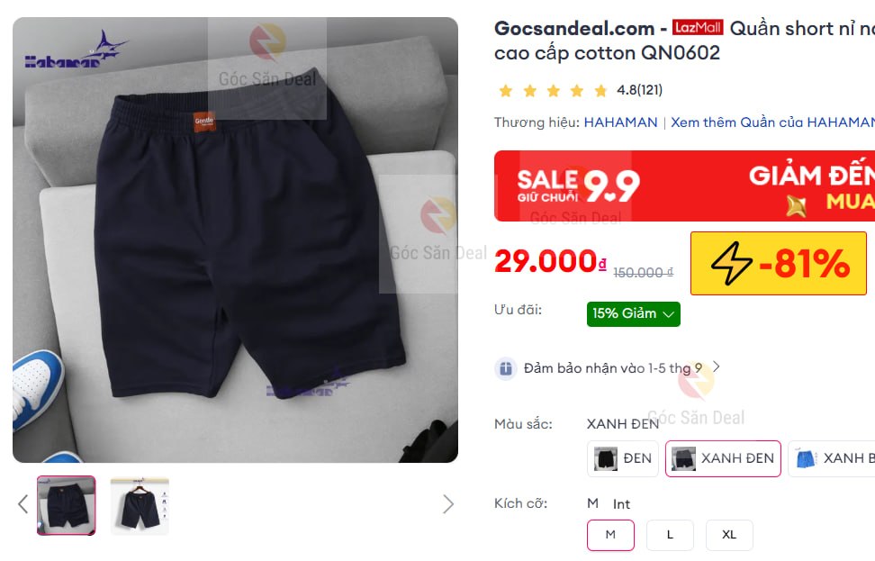 Quần short nỉ nam HAHAMAN, quần đùi nam cao cấp cotton QN0602