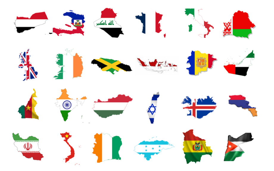 'H', 'I' and 'J' Countries Map Flag Minefield Quiz - By cgjackson222