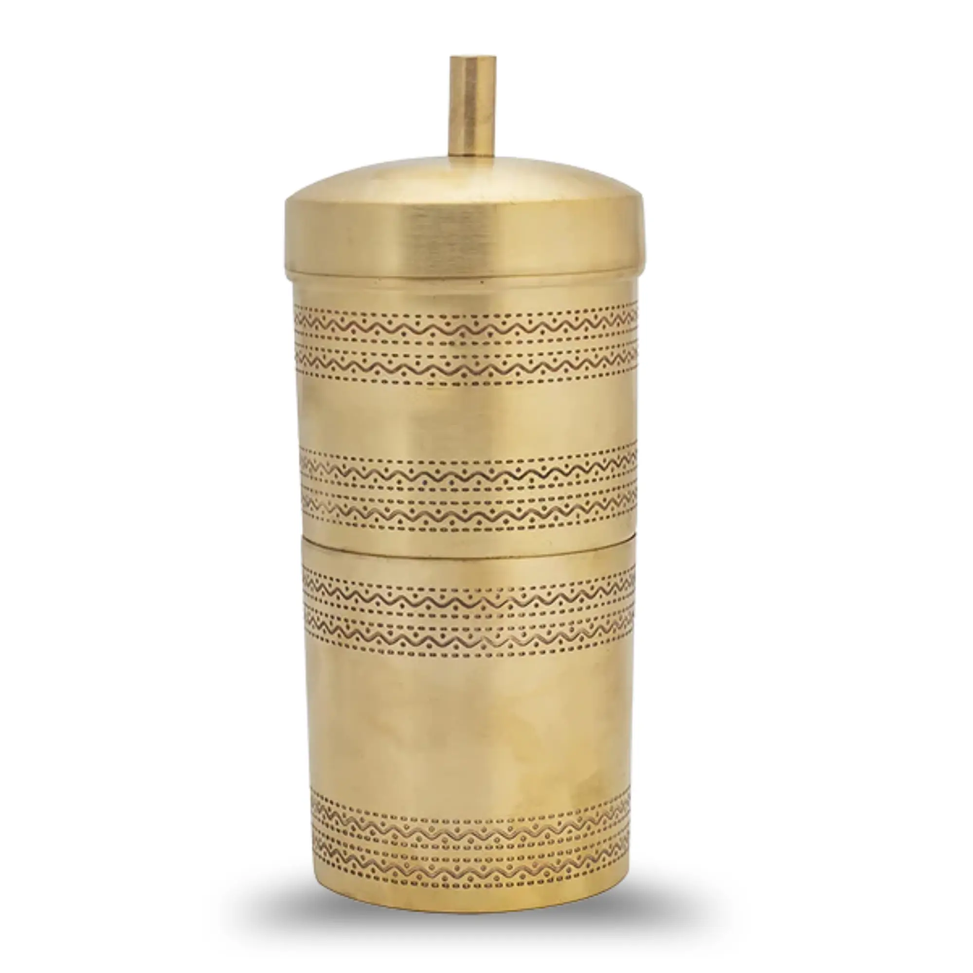Sidapur Etched Brass South Indian Coffee Filter in Matt Finish - Small