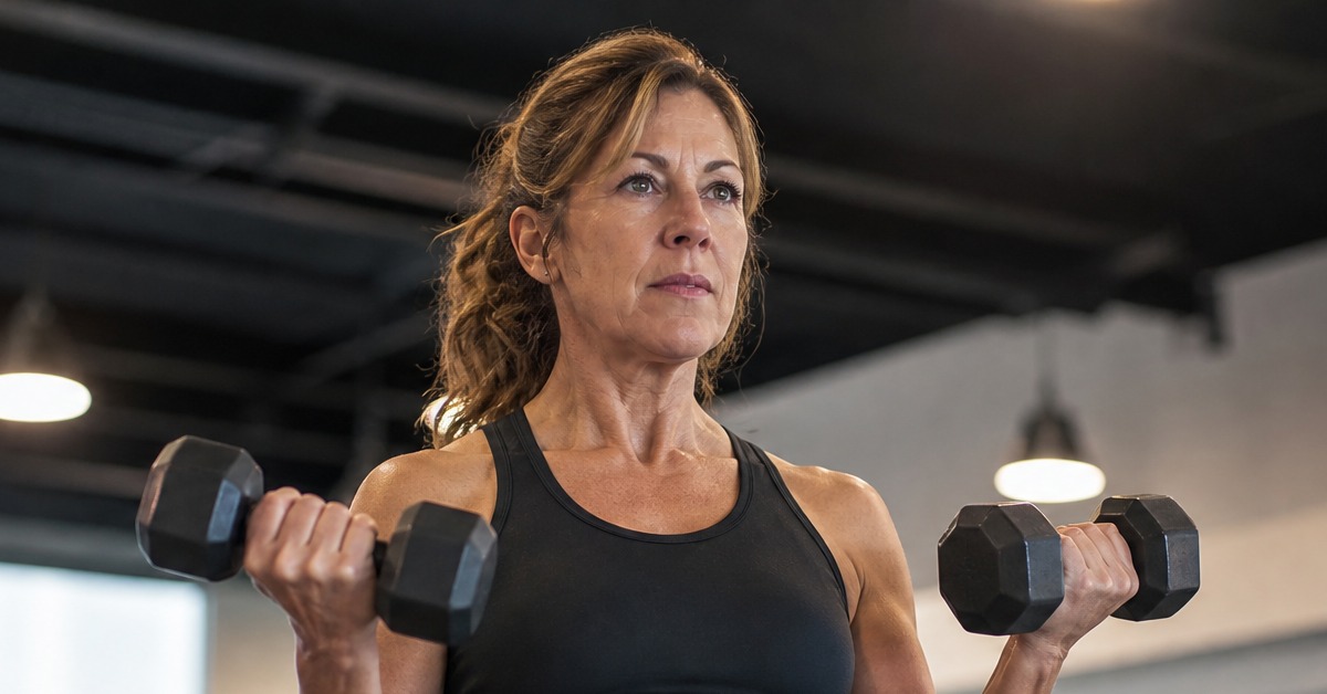 Woman performing resistance training — a key determinant of GLP-1 weight loss outcomes