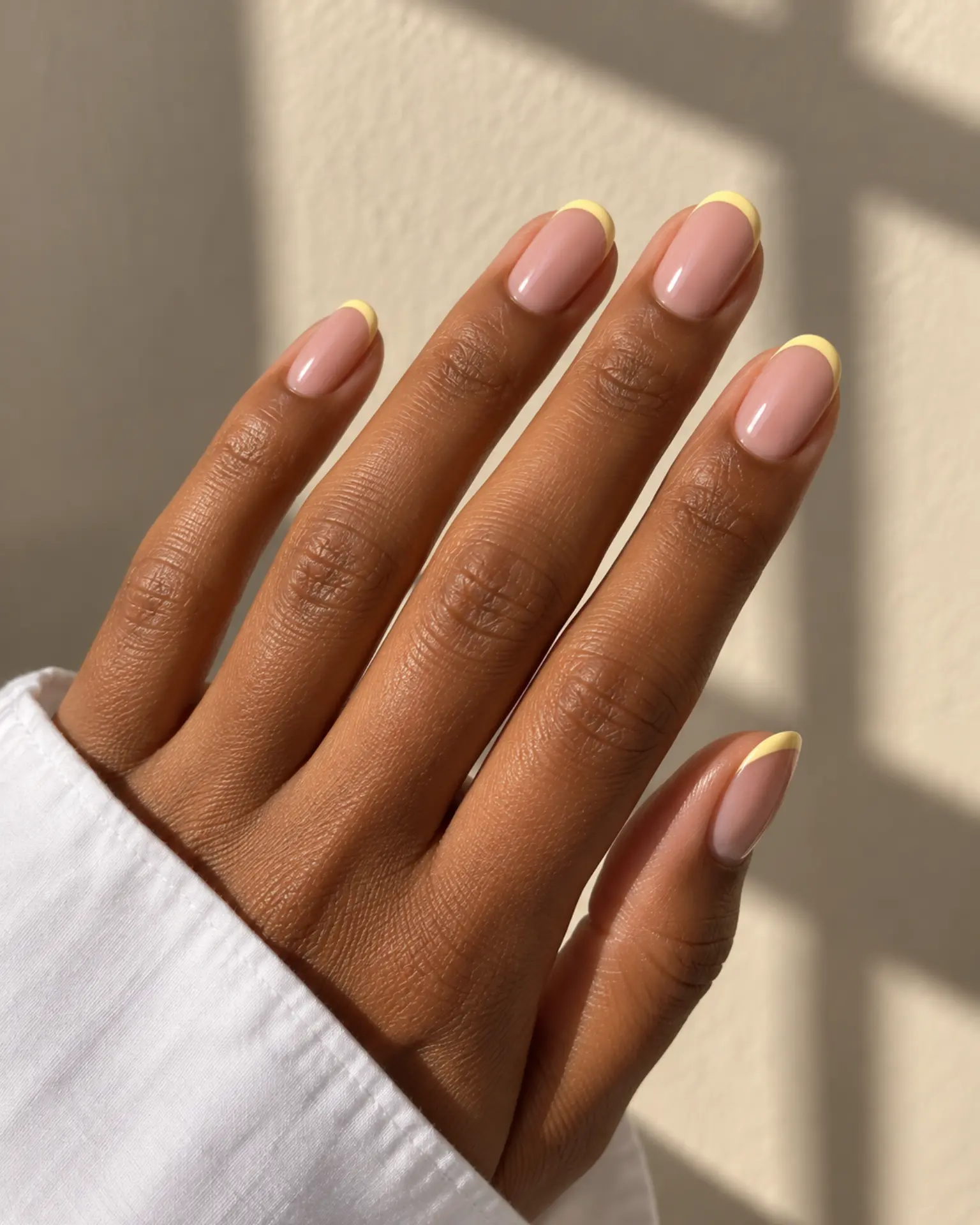 Butter Yellow Fine French manicure inspiration for Easter nail ideas