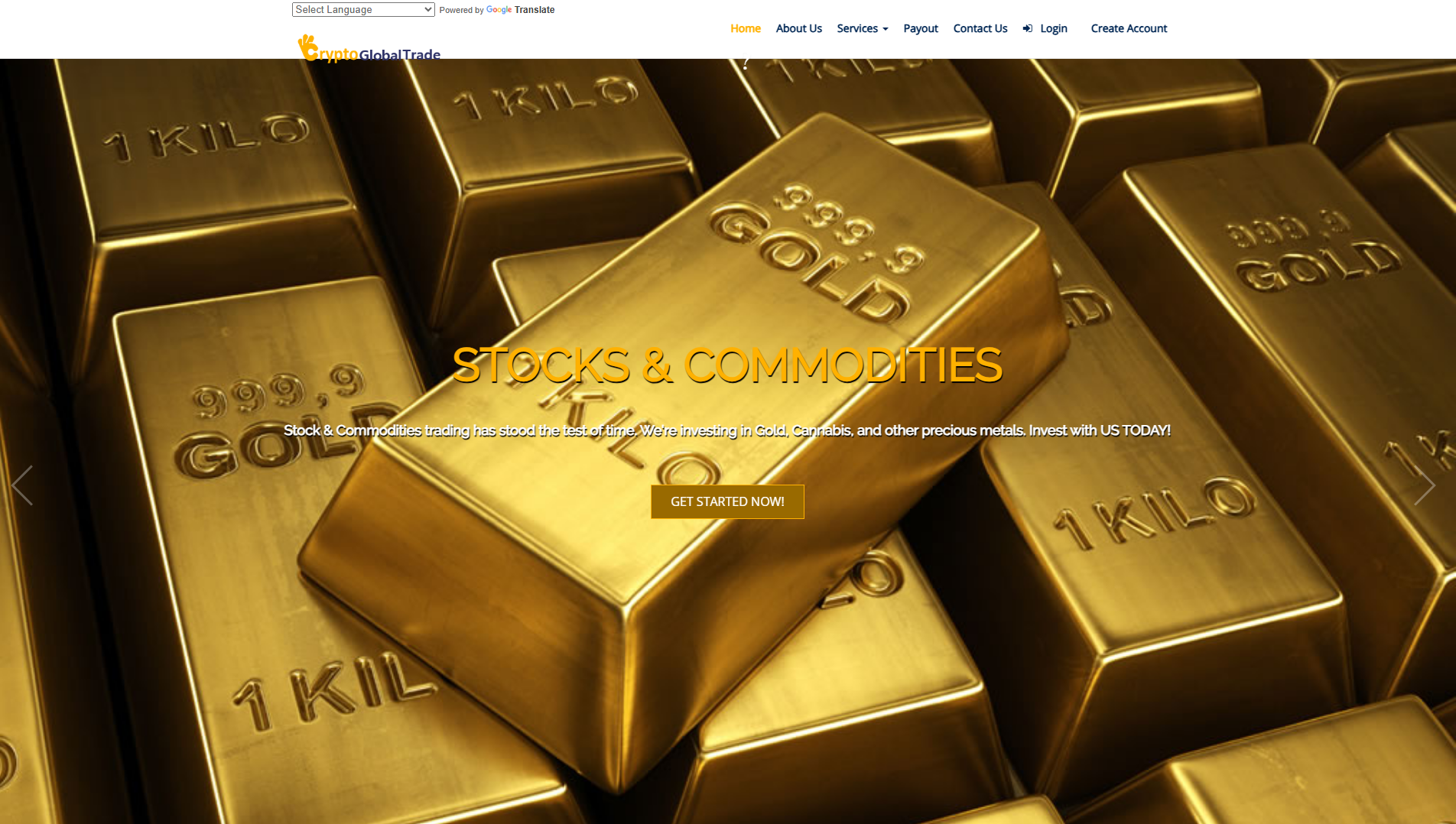 Forensic screenshot of cryptoglobaltrade.com showing the phishing page layout