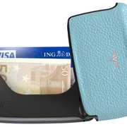 Card Case Open Light Blue Leather