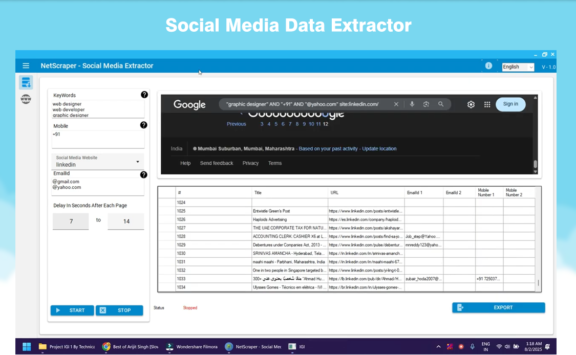 NetScraper - Data Extractor Tools