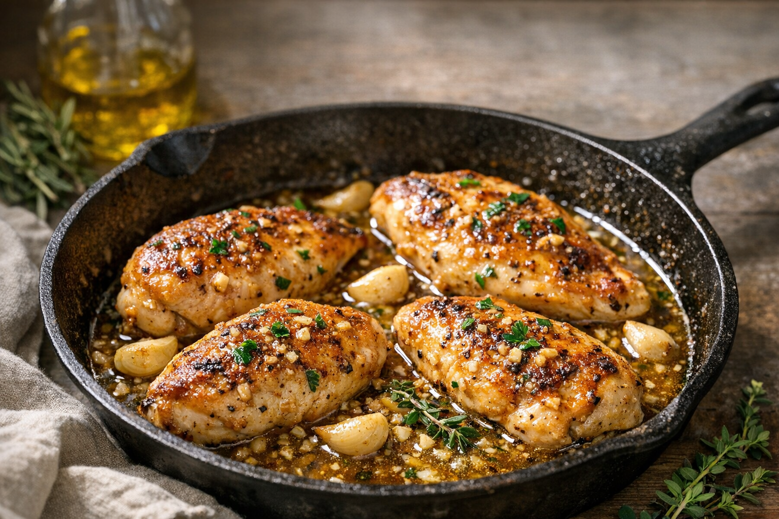 Easy Skillet Chicken with Garlic Butter Pinterest image