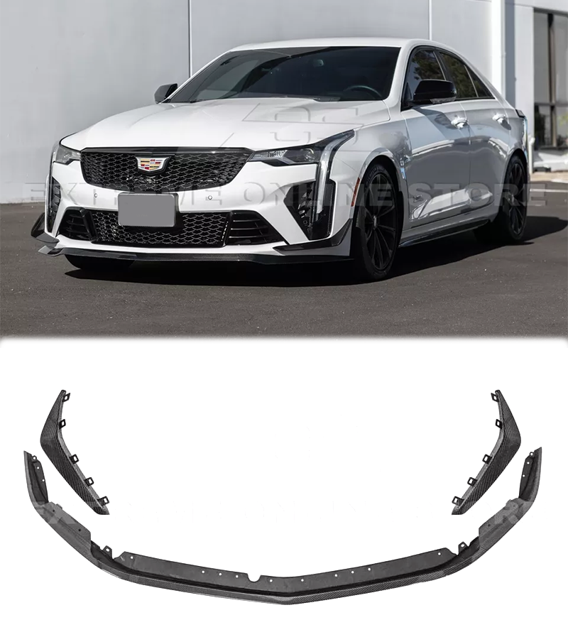 CARBON FIBER Front Lip Splitter Side Canards For 20-Up Cadillac