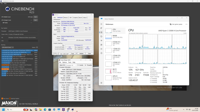 CINEBENCH R23 R3 3300X B450TUF STOK