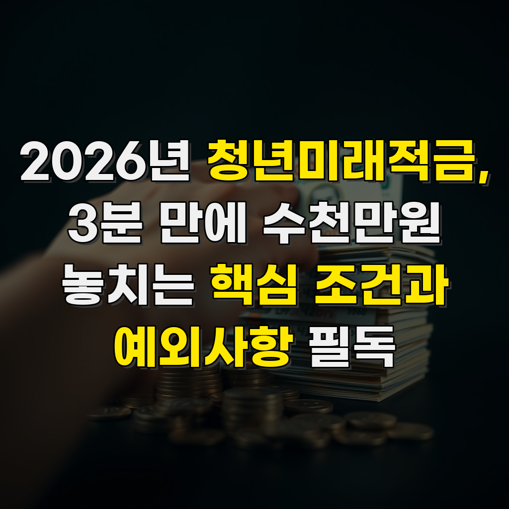 2026년 청년미래적금, 3분 만에 수천만원 놓치는 핵심 조건과 예외사항 필독