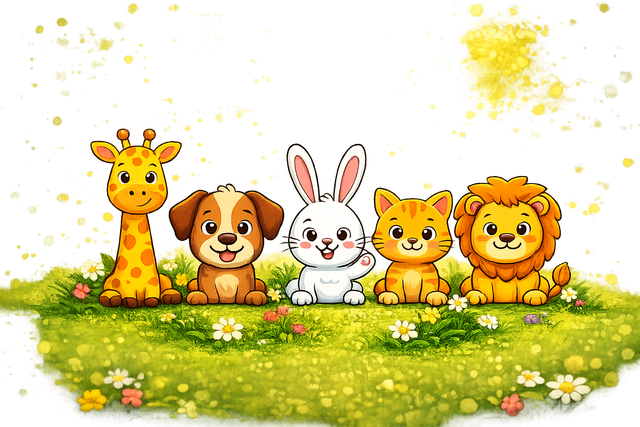 Cute cartoon animals left