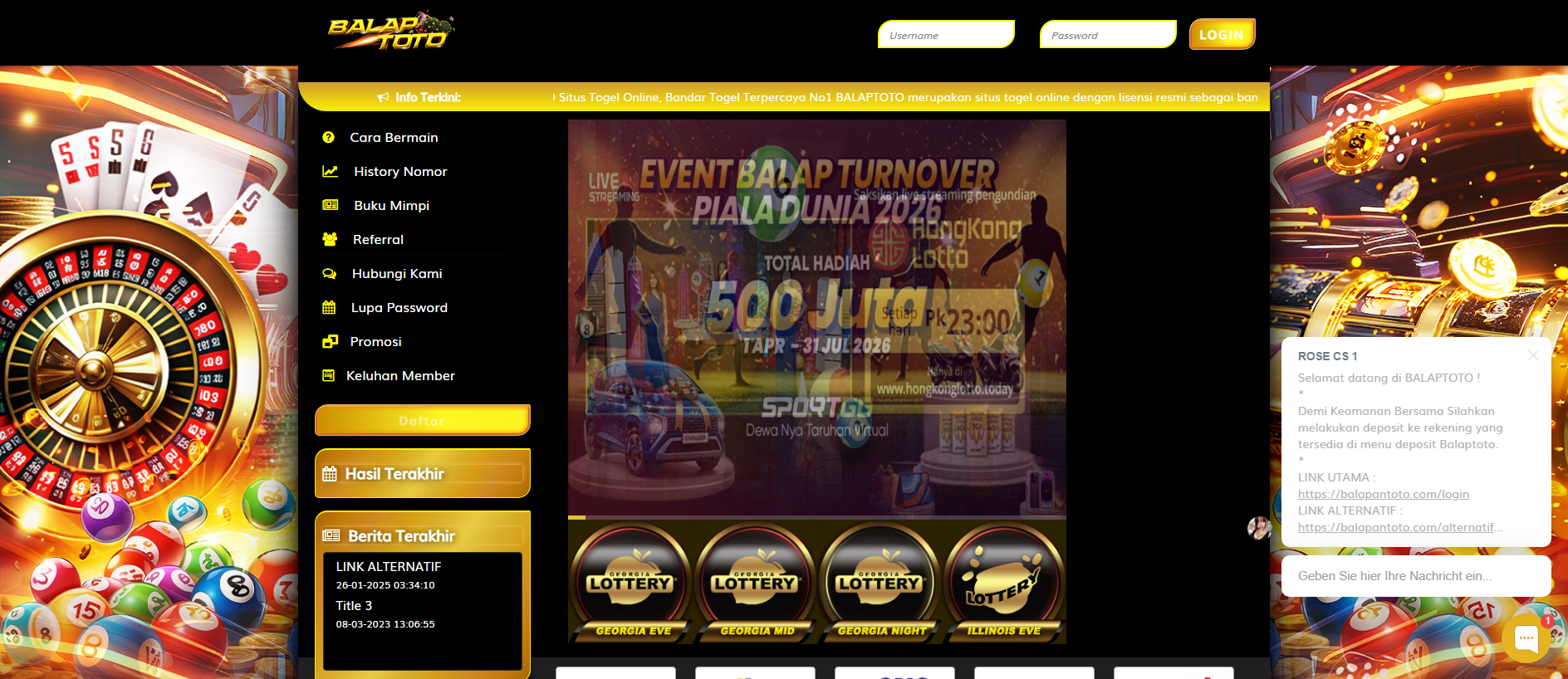 Forensic screenshot of balaptotoplay.com showing the phishing page layout