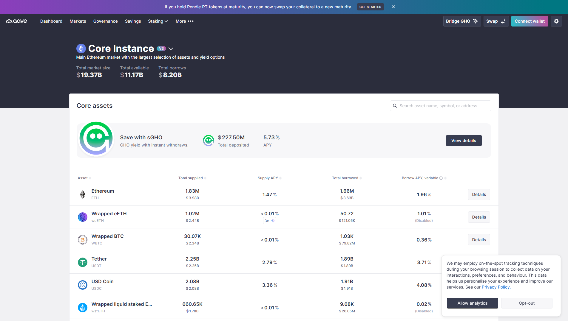Screenshot of aavedashboardapp.com