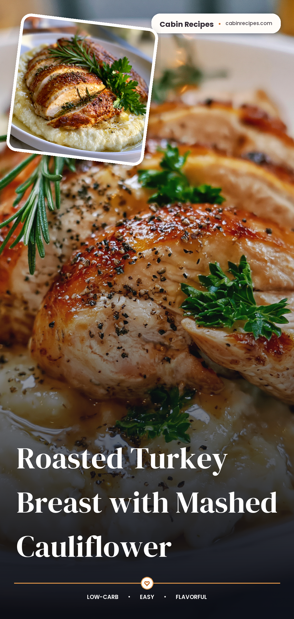 Pinterest graphic for Roasted Turkey Breast with Mashed Cauliflower