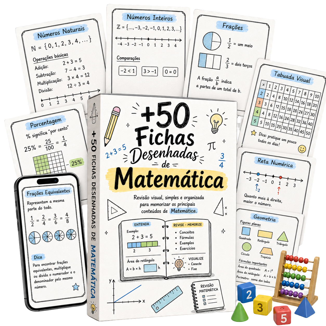 Pacote de fichas ilustradas de matemática