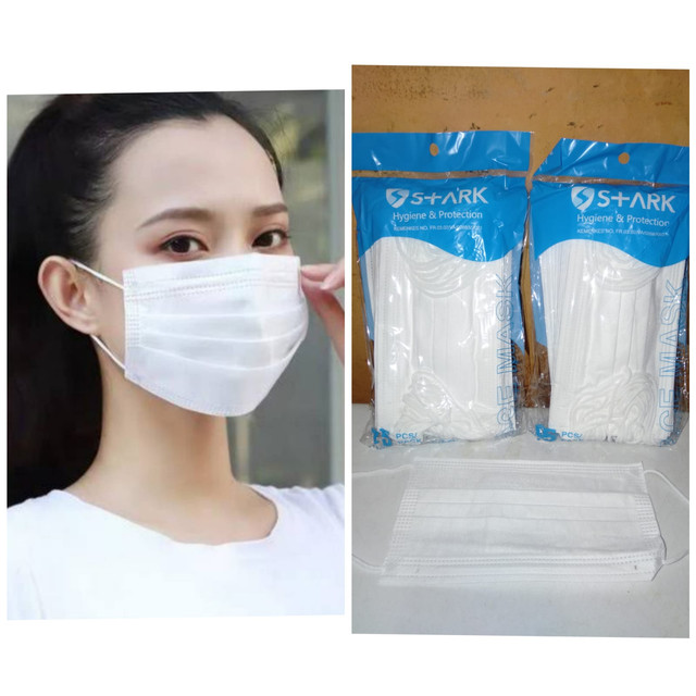 Masker EARLOOP Hijau, Hitam & Putih 3 PLY isi 50 pcs