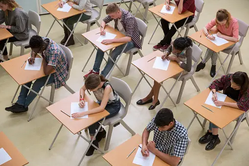 Students sitting in an assessment