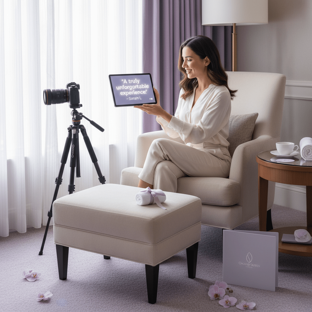 Hotel social media creative shoot with guest testimonials