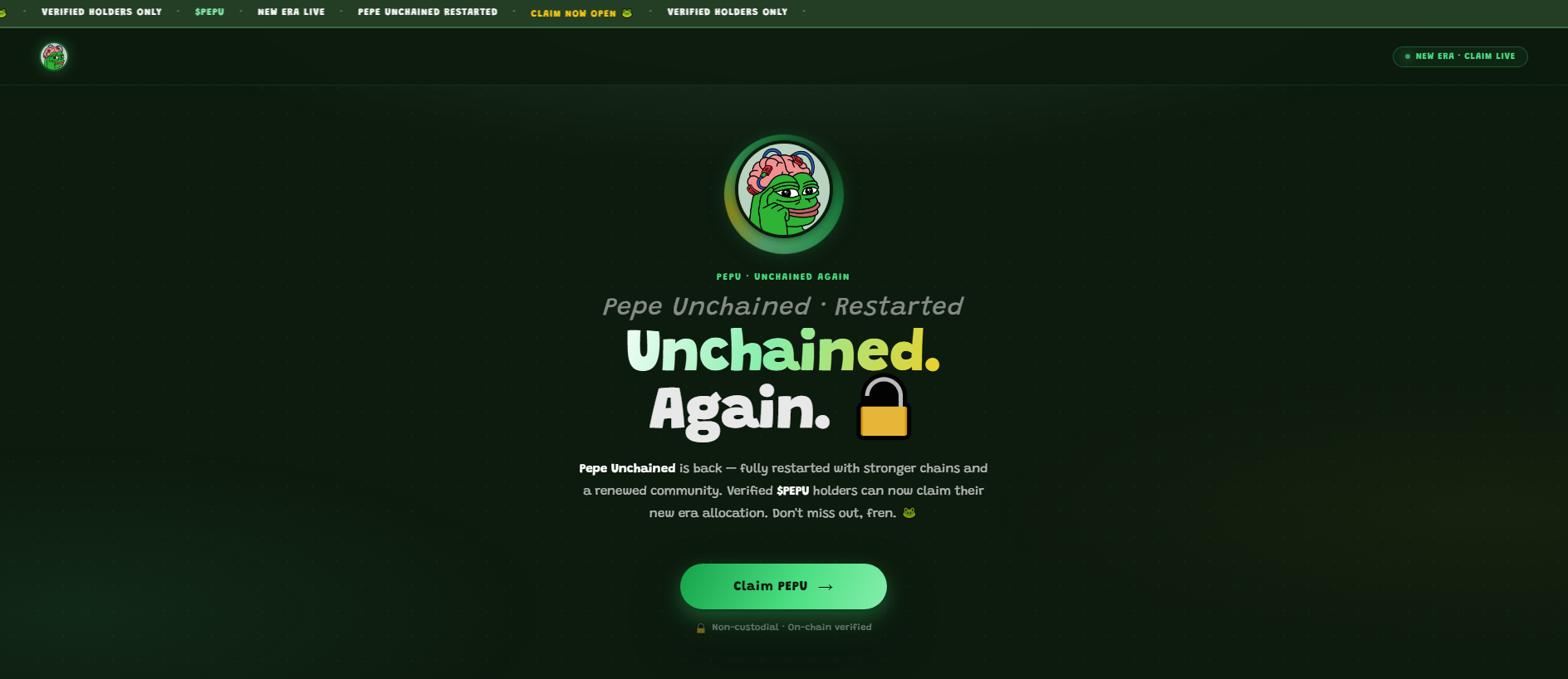 Screenshot of unchainedtoken.live