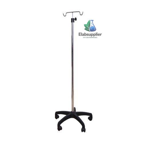 IV stand 135-205cm 4 chrome hooks SS base 50mm castors ward ICU India