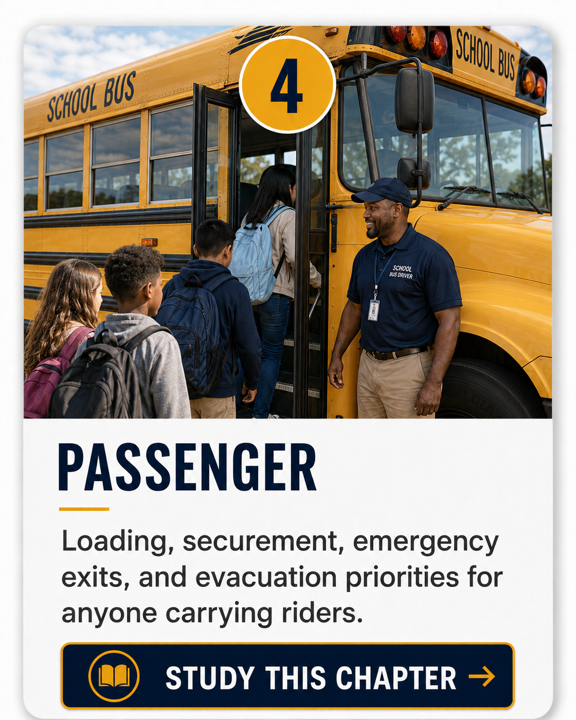 Chapter 4: Passenger — loading, securement, emergency exits