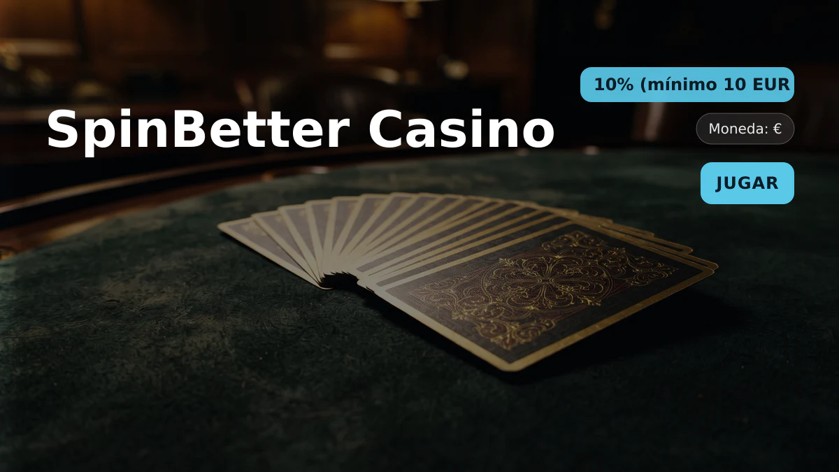 SpinBetter Casino - bono de bienvenida 10% (m&iacute;nimo 10 EUR + 150 FS, pagos: Visa, Mastercard, Skrill, Neteller, Paysafecard