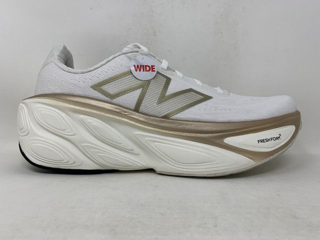 Women's New Balance Fresh Foam X More v5, White/Salt/Gold, 10.5 2E Medium US product image view 2