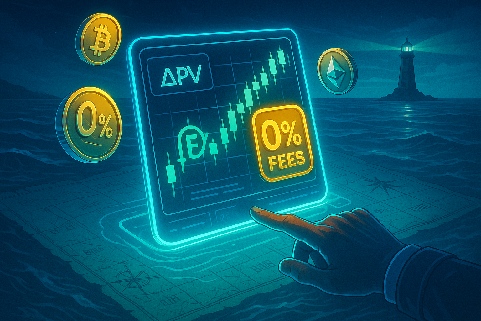 Illustration of fee-free stock perpetual trading on Aster platform