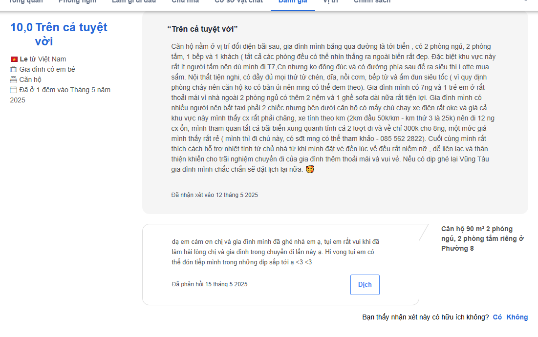 Review 10/10 của khách Le trên Agoda Review Agoda của khách Le