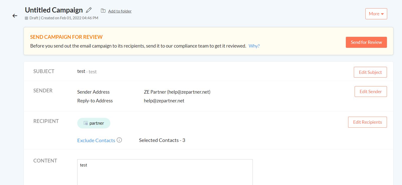 Zoho campaign - cannot find where or how to send for review : r/Zoho