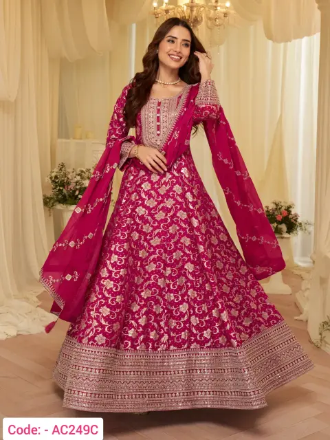 Pink color Anarkali Suit