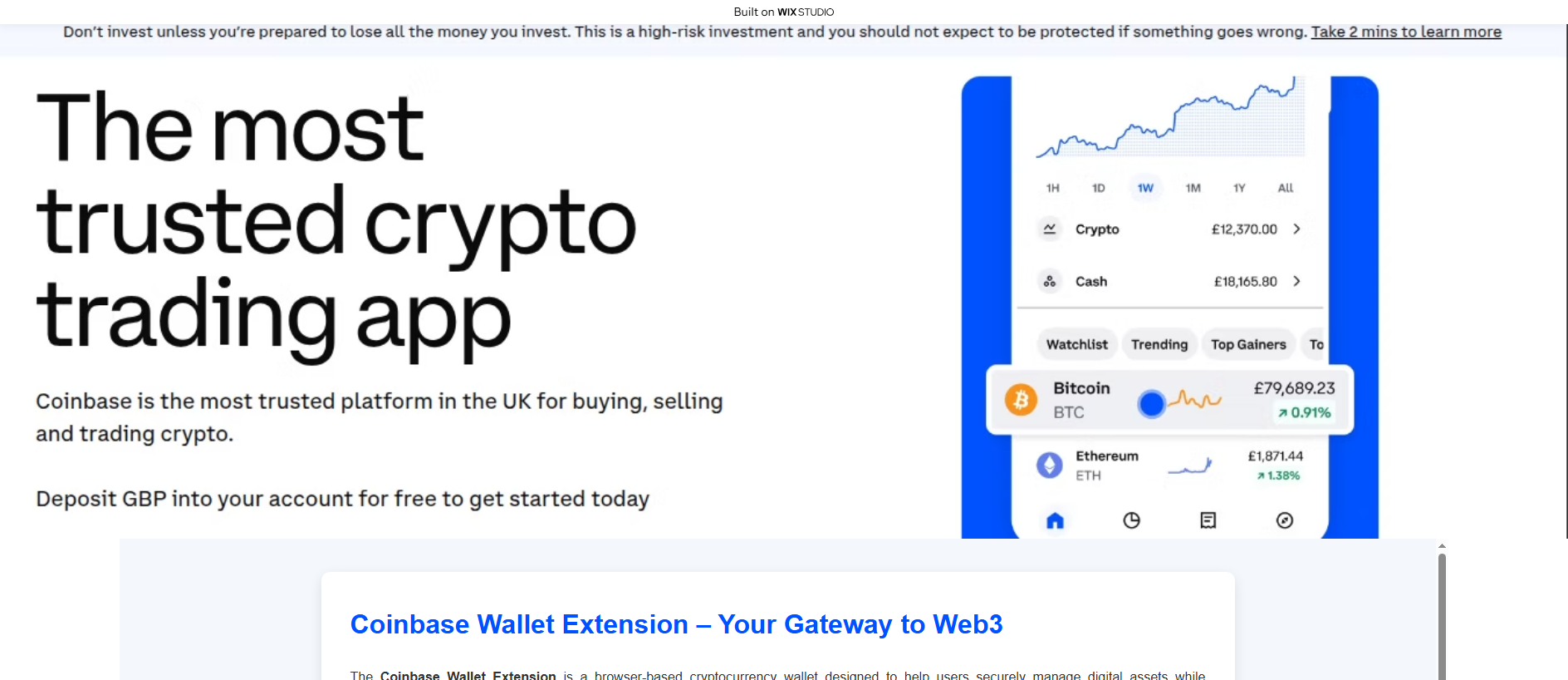 Forensic screenshot of apps-qoin-extension.wixstudio.com showing the phishing page layout