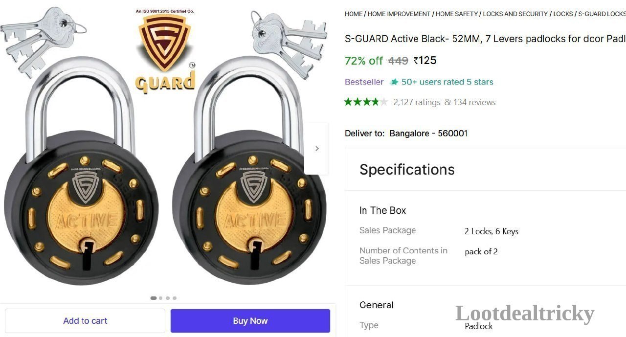   7 Lever Padlock – Just ₹125 | Loot Deal