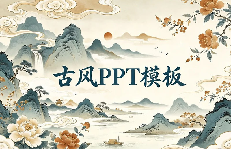 古风传统文化PPT模板，教师教学课件素材一键套用