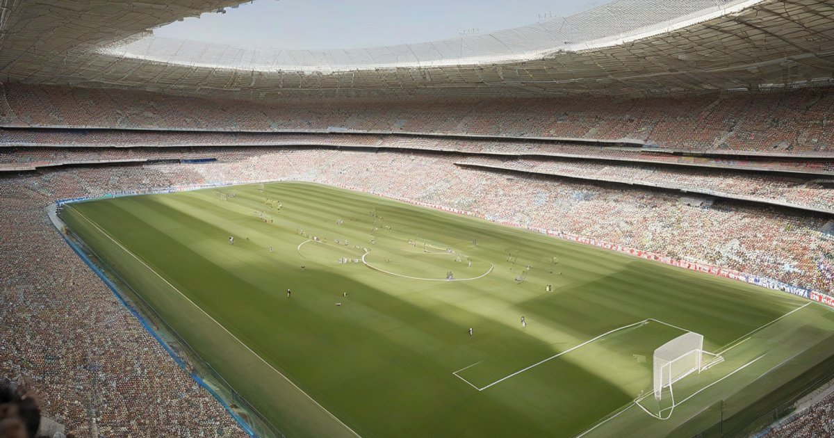FIFA logo displayed at a football stadium during an international match event