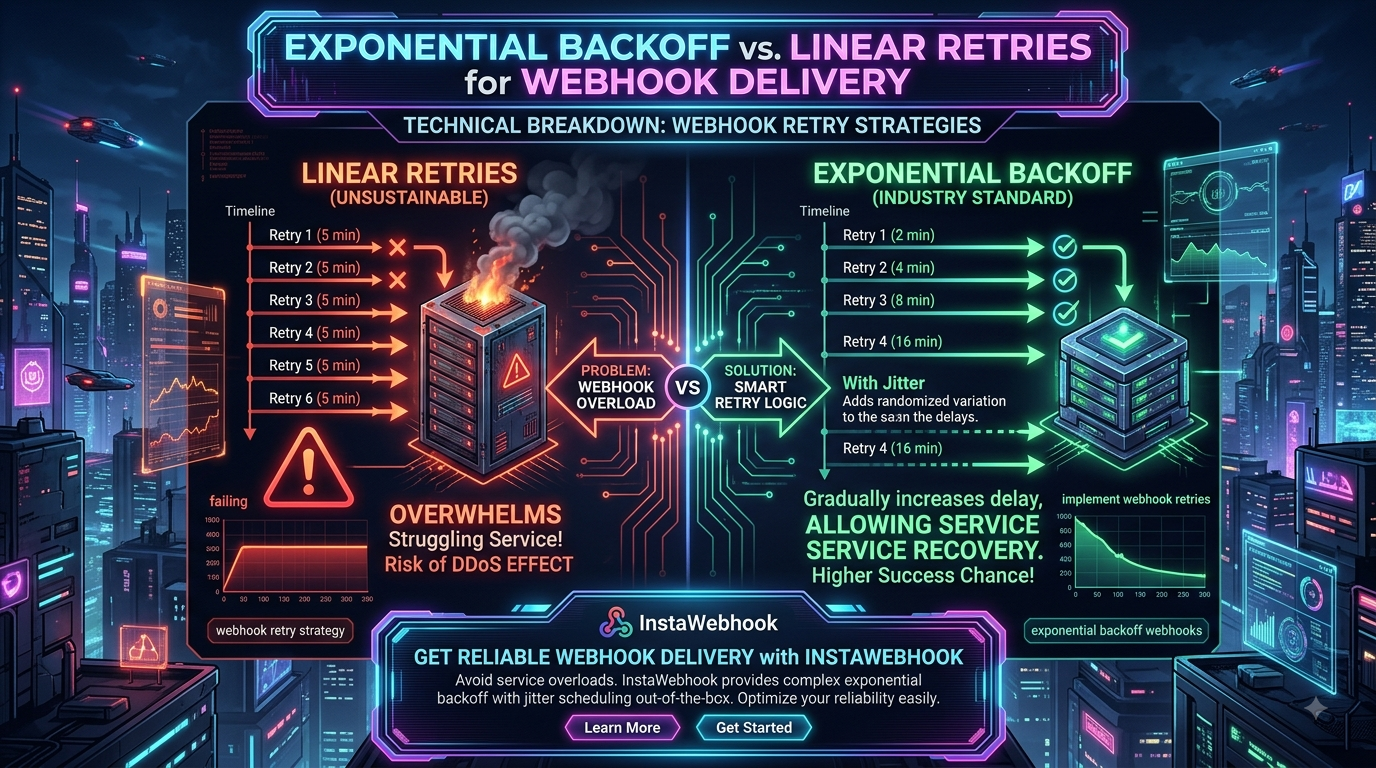 Webhook Retry Strategy Exponential Backoff Vs Linear Retries And Why Jitter Is Non Negotiable