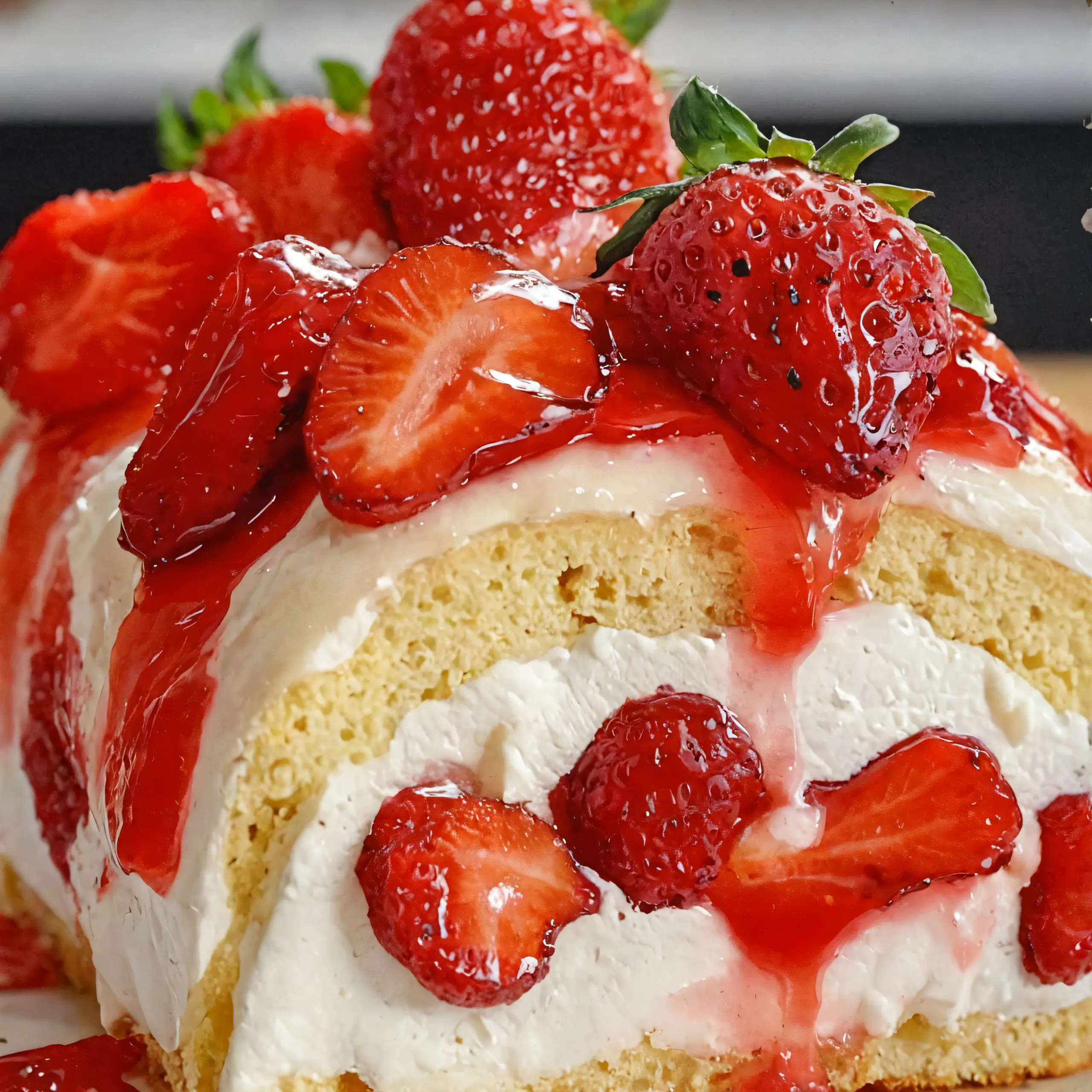 Delicious Strawberry Shortcake Cheesecake Roll