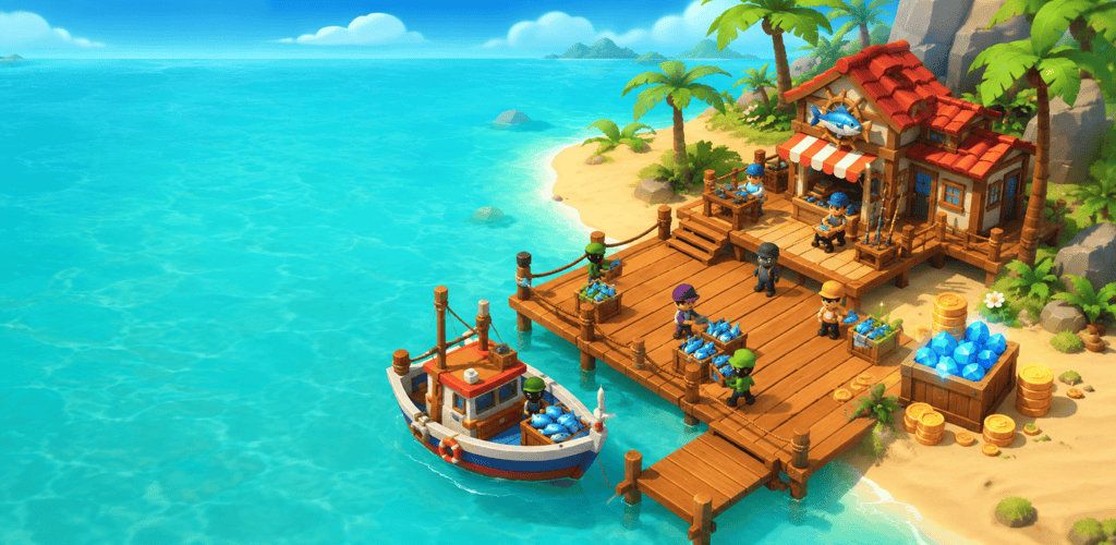 Ocean Tycoon island harbor gameplay