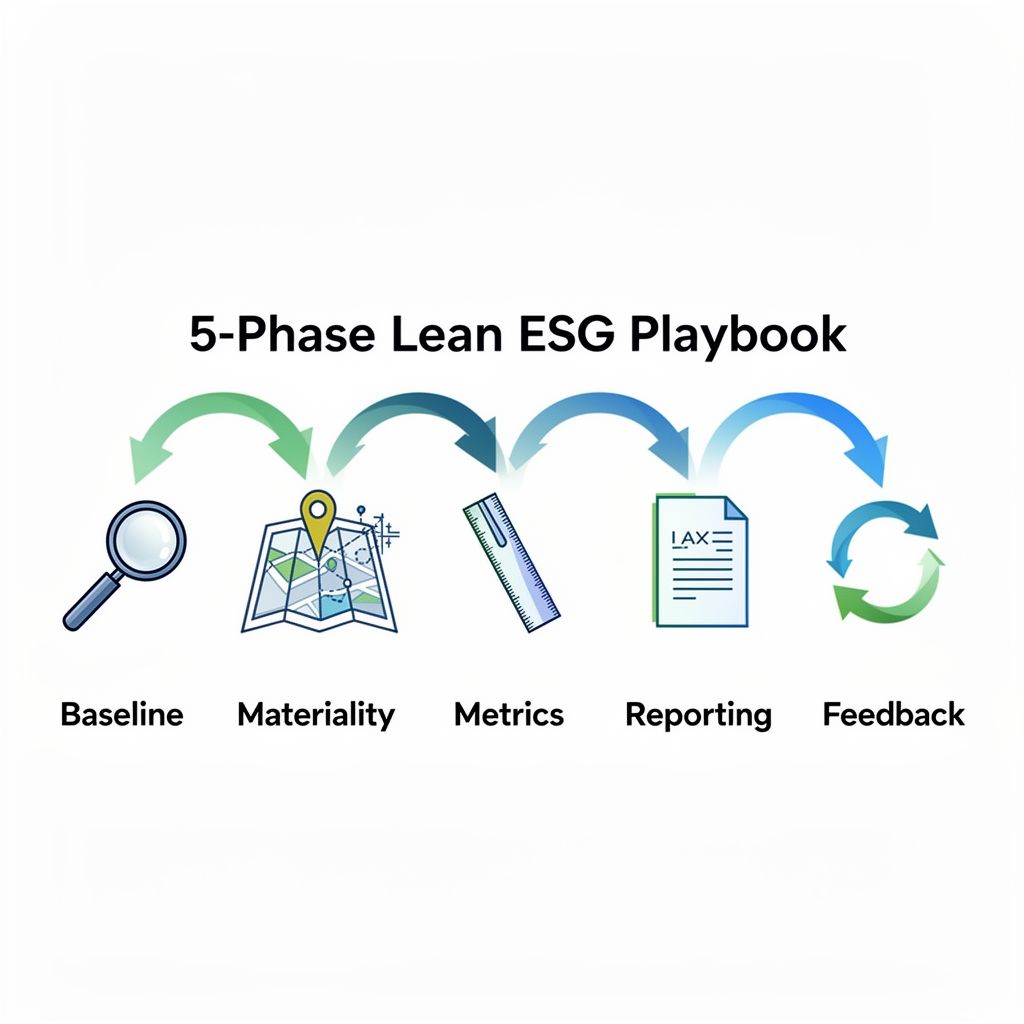 5-phase Lean ESG Playbook infographic for startups