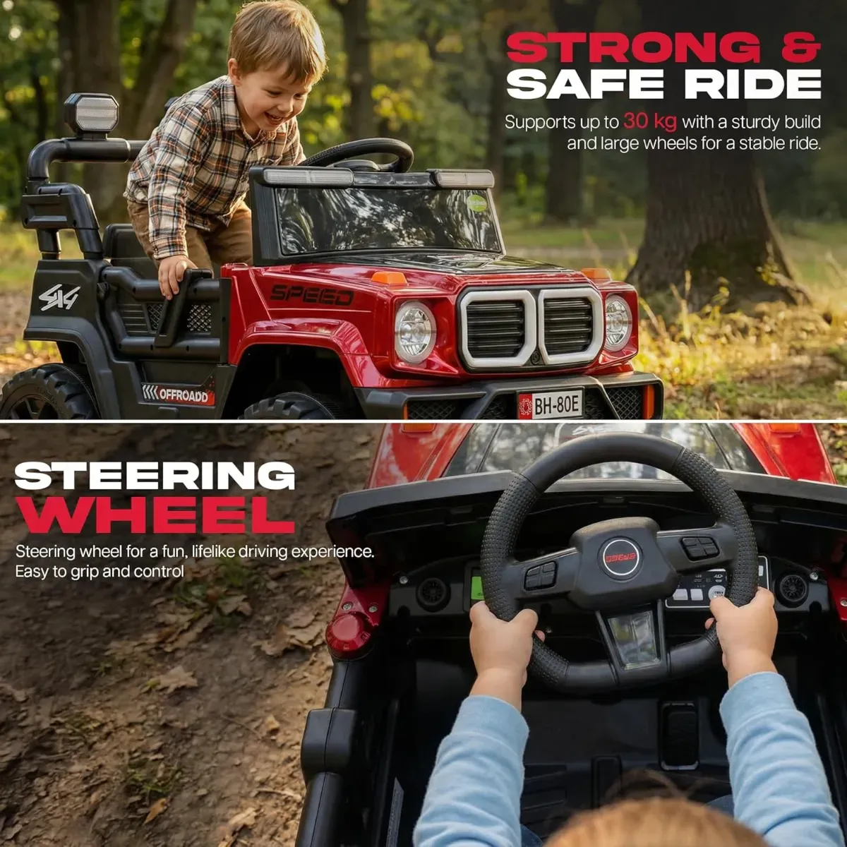 80 E Operated Jeep for Kids with Parental Control | Kids Electric Battery Car with 4x4 Motors, RGB Lights & Music | Rechargeable Electric Ride on Toy Car for Kid 1 to 6 Years photo 4