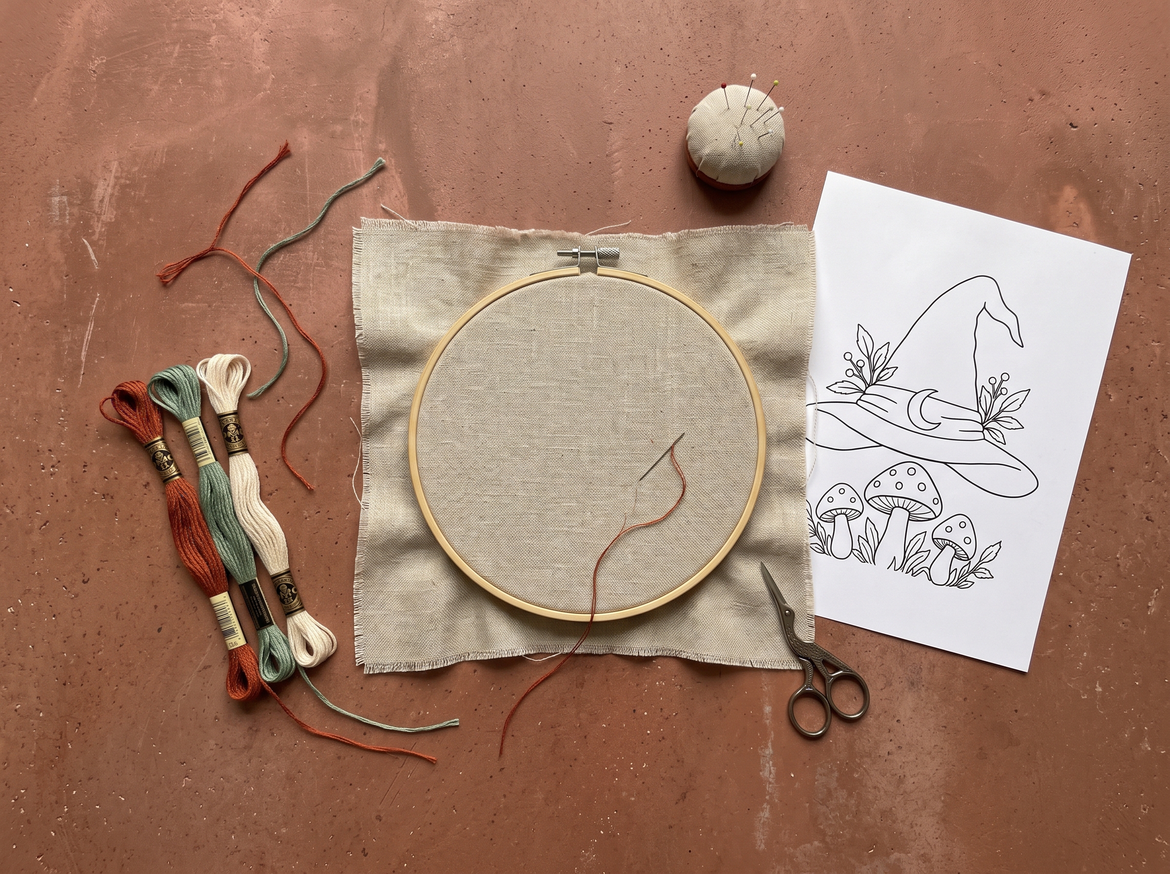 Witchy Mushroom Patch materials arrangement
